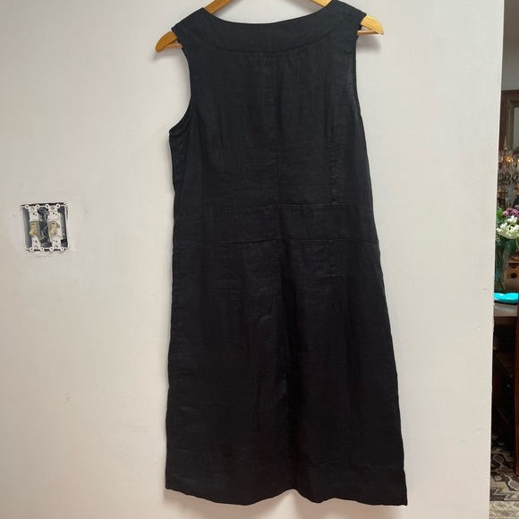 Soul Bohemian Black Linen Elevated Organic Boho Pocket Dress - Picture 2 of 5